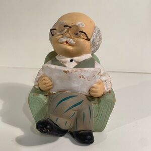 Vintage Ceramic Grandpa Coin Bank 5” Height